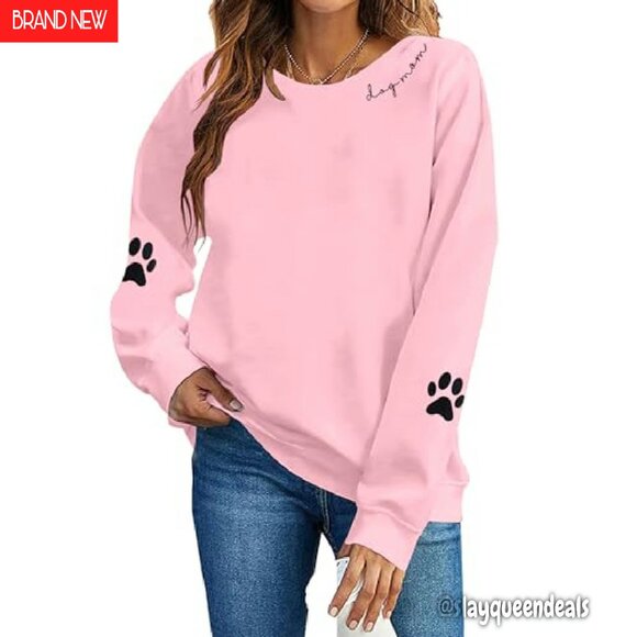 Women's Dog Mom Graphic Sweatshirt Loose Fit Crewneck Pullover - Picture 2 of 8